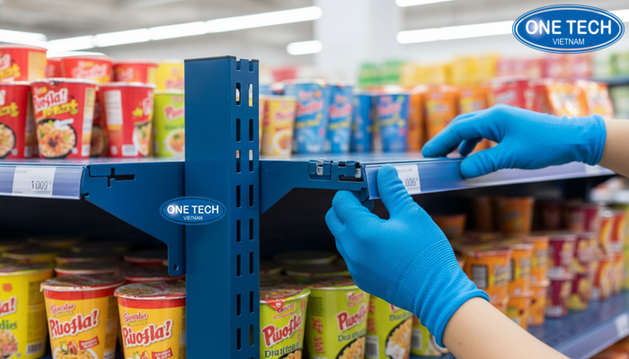 Hướng dẫn lắp đặt kệ trưng bày mì tôm đúng kỹ thuật để kệ vững và an toàn