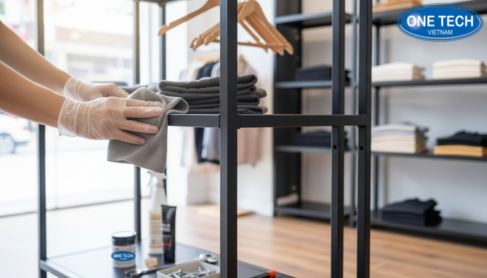 Vệ sinh kệ trưng bày shop quần áo Các bước vệ sinh kệ trưng bày quần áo đúng cách