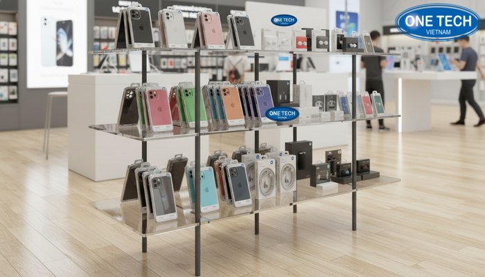 Kệ mica trưng bày ốp lưng và phụ kiện nhỏ gọn