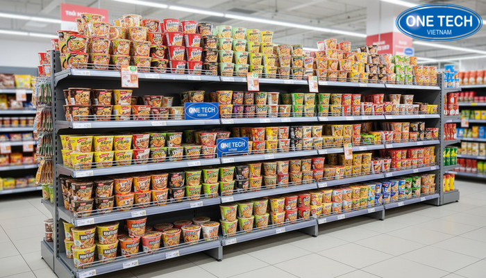 Kệ module tạo cụm trưng bày mì tôm linh hoạt theo chiến dịch