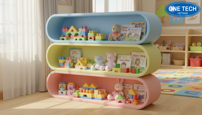 Kệ đồ chơi cho bé mầm non bằng nhựa Kệ đồ chơi cho bé mầm non bằng nhựa cao cấp nhiều tầng