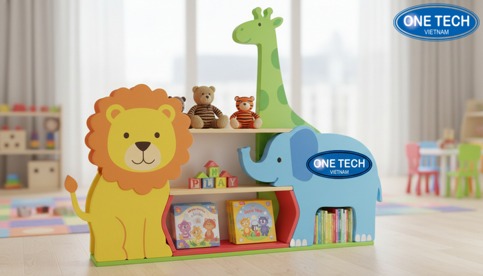 Kệ trưng bày đồ chơi trẻ em tạo hình Kệ đồ chơi tạo hình thú ngộ nghĩnh màu sắc sinh động