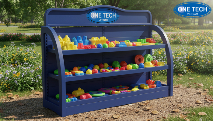Kệ trưng bày đồ chơi trẻ em ngoài trời Kệ trưng bày đồ chơi ngoài trời chất liệu chống thấm