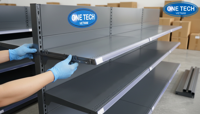 Quy trình lắp đặt kệ trưng bày mì tôm gọn, đúng kỹ thuật