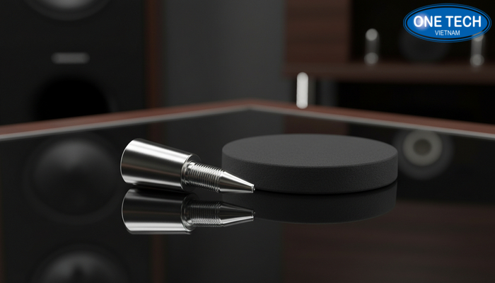 Phụ kiện chân đinh và đệm cao su chống rung cho kệ trưng bày loa