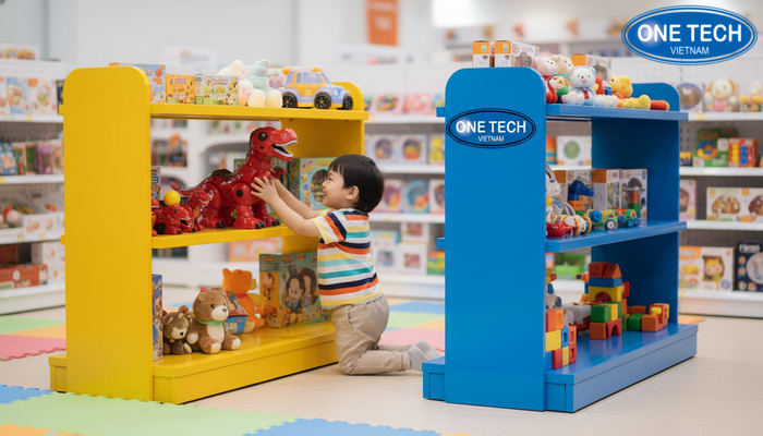 So sánh kích thước kệ đồ chơi theo tầm với So sánh kệ đồ chơi thấp và kệ cao theo tầm với của trẻ