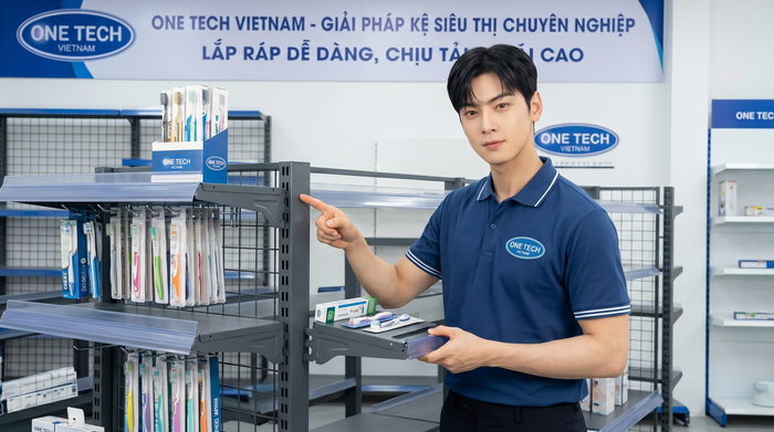 Lắp đặt kệ trưng bày bàn chải đánh răng Minh họa các bước lắp kệ trưng bày bàn chải đánh răng từ khung tới gắn tầng