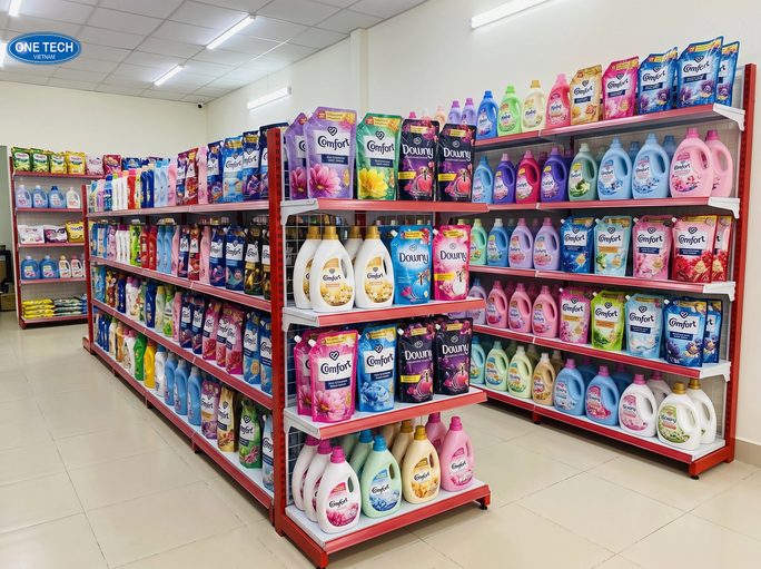 Các loại giá kệ trưng bày nước xả vải Lâm Đồng phổ biến